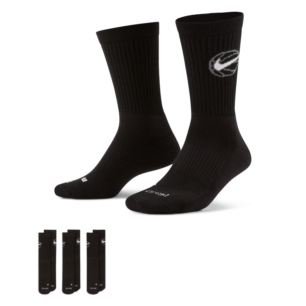 Nike Everyday Crew Basketball Socks (3 Pair) BLACK/WHITE