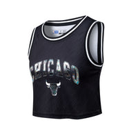 NBA Front Holographic Print Regular Fit Crop Jersey - Chicago Bulls