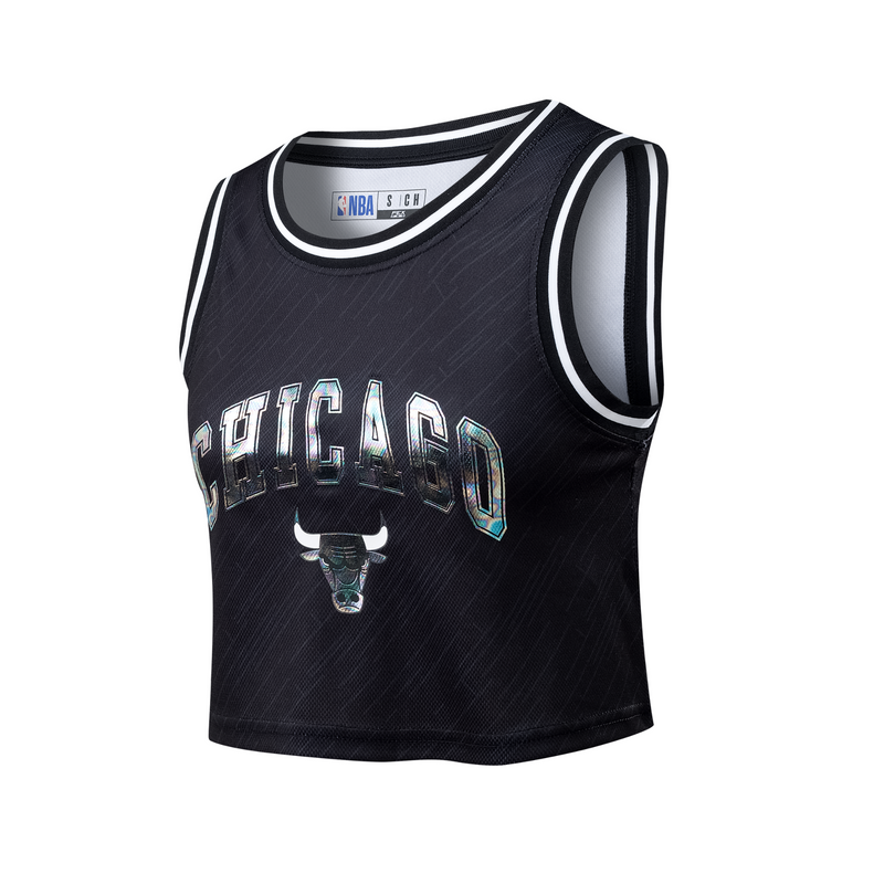 NBA Front Holographic Print Regular Fit Crop Jersey Chicago Bulls