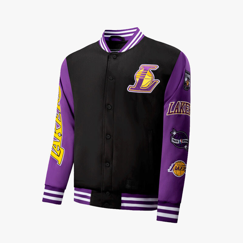 NBA Logo Patches RF Satin Bomber Jacket - Los Angeles Lakers