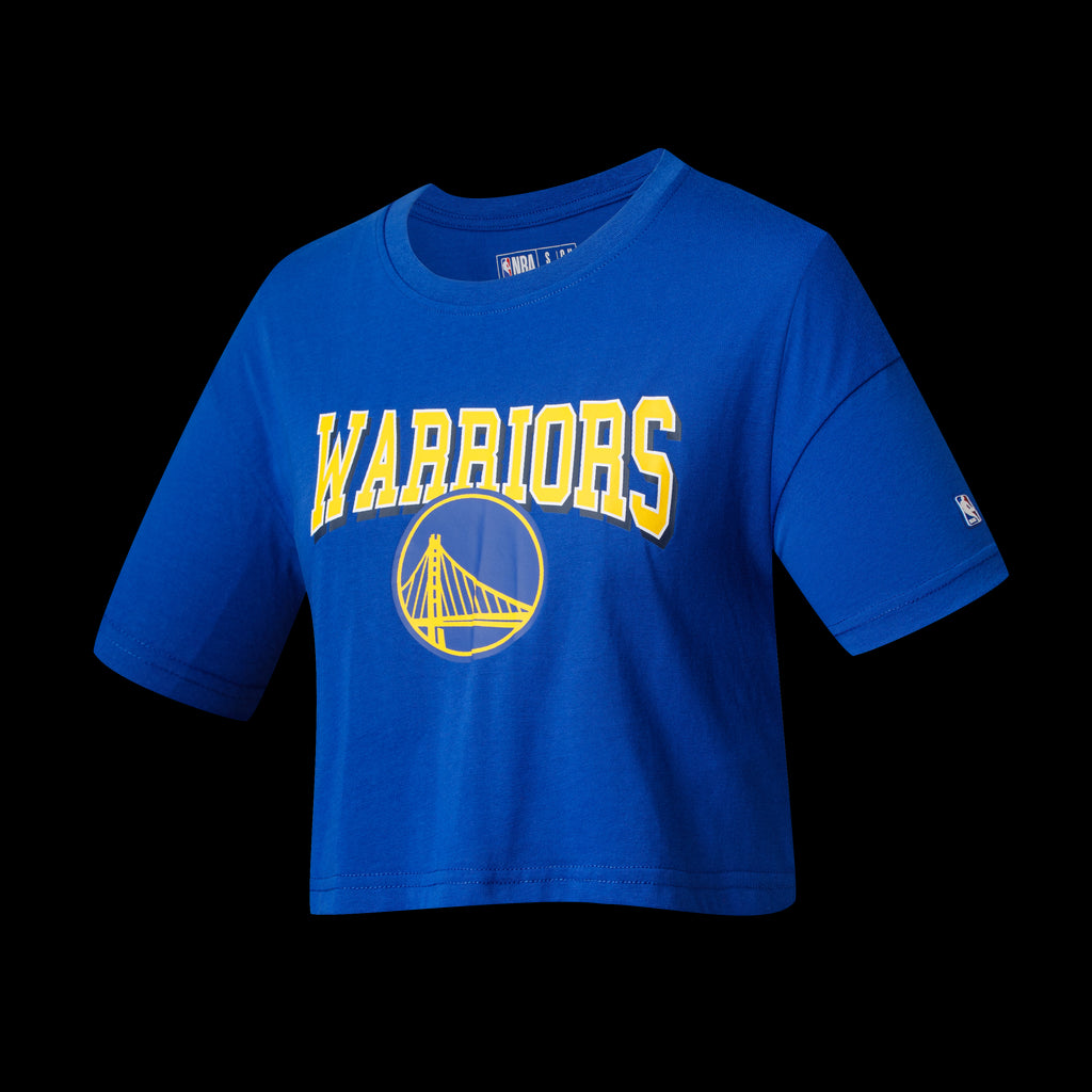 NBA Team Logo Print Boxy Fit Cropped Top - BLUE1, WARRIORS