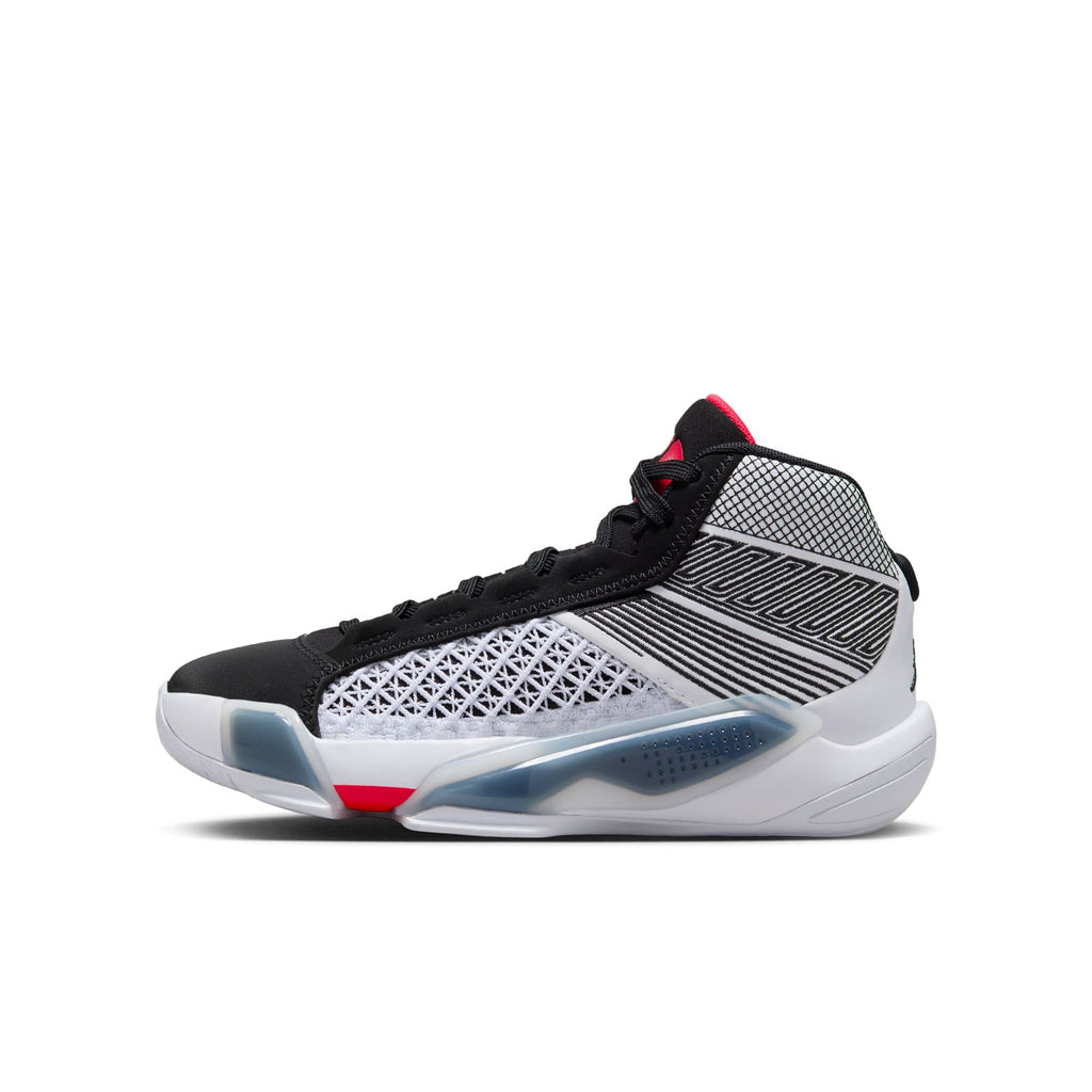 Air Jordan XXXVIII Big Kids' Shoes WHITE/SIREN RED-BLACK