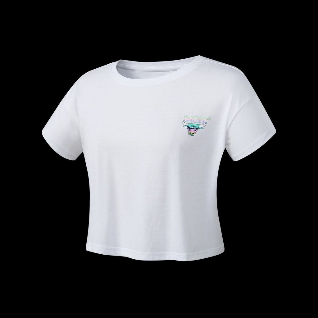 NBA Back Holographic Print Boxy Fit T-shirt - Chicago Bulls
