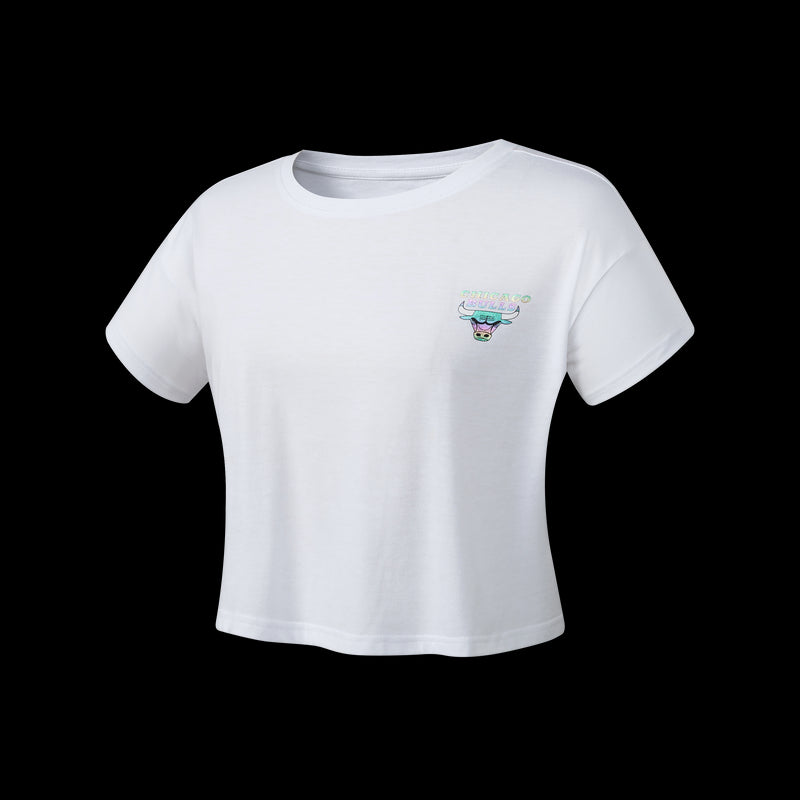 NBA Back Holographic Print Boxy Fit T-shirt - Chicago Bulls