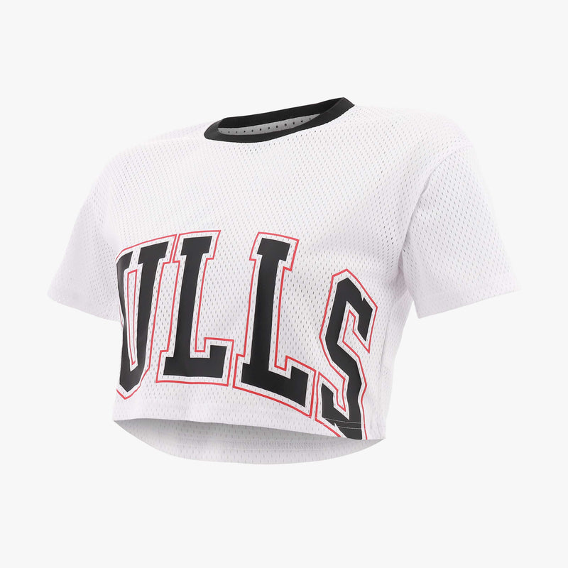 NBA Front Wordmark Print Boxy Fit Crop Top - Chicago Bulls
