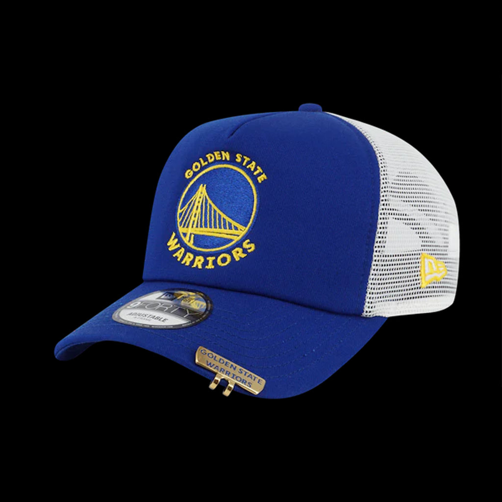 NBA GOLDEN STATE WARRIORS VISOR CLIP SCARLET AND WHITE 9FORTY AF TRUCKER CAP