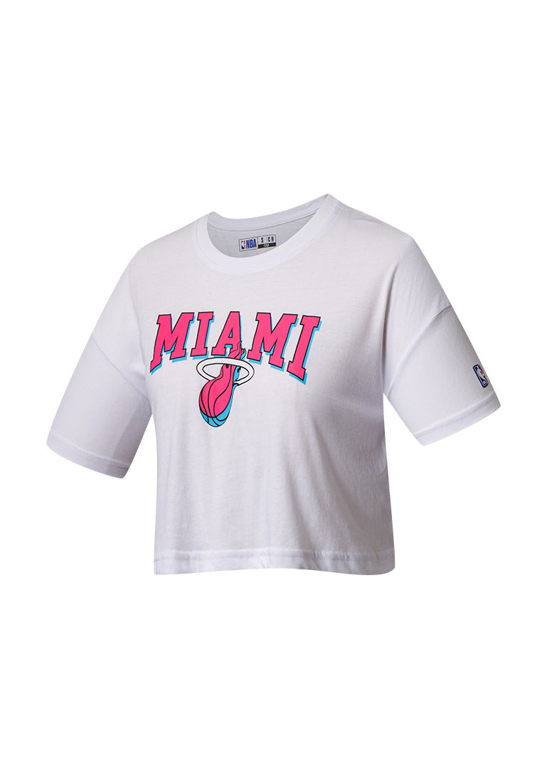 NBA Team Logo Print Boxy Fit Cropped Top - Miami Heat