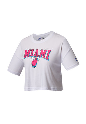 NBA Team Logo Print Boxy Fit Cropped Top - Miami Heat
