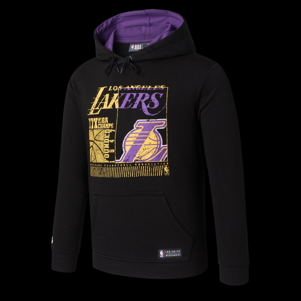 NBA Distressed Front Print Regular Fit Hoodie - Los Angeles Lakers