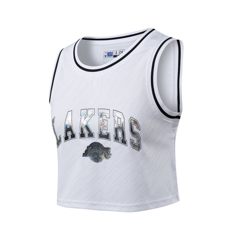 NBA Front Holographic Print Regular Fit Crop Jersey - Los Angeles Lakers