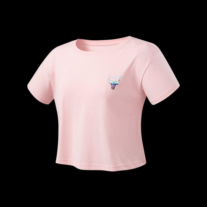 NBA Back Holographic Print Boxy Fit T-shirt - Chicago Bulls