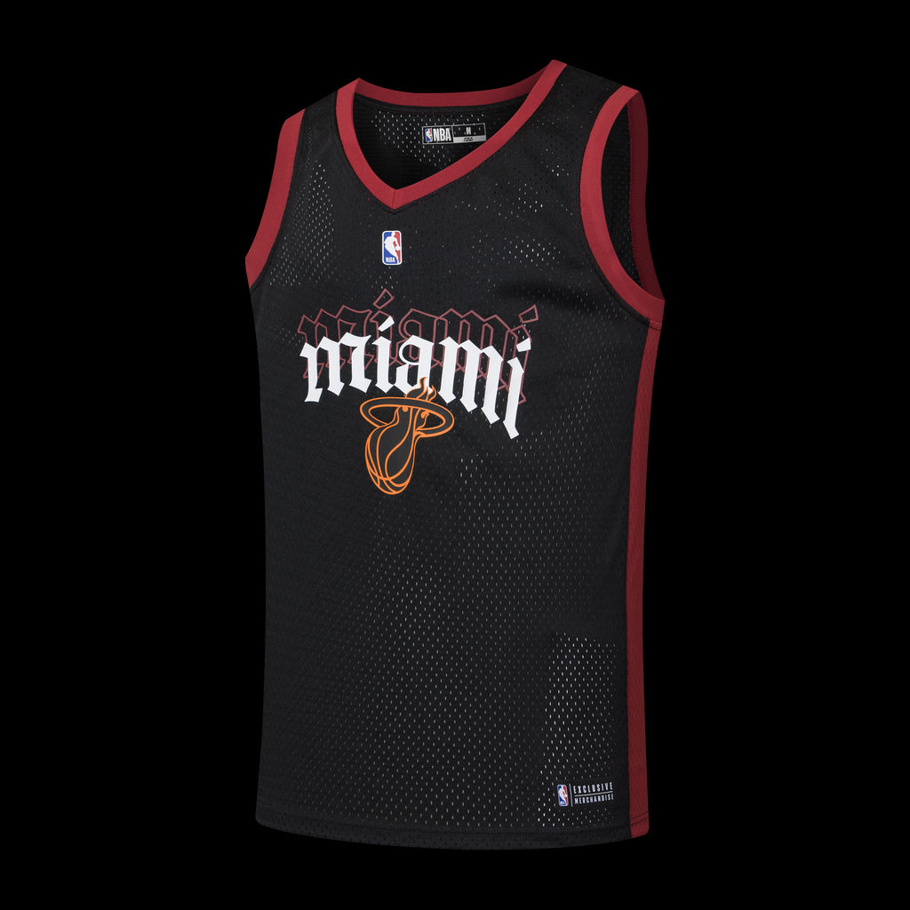 NBA Front Arch Print Regular Fit Mesh Tank Top - Miami Heat