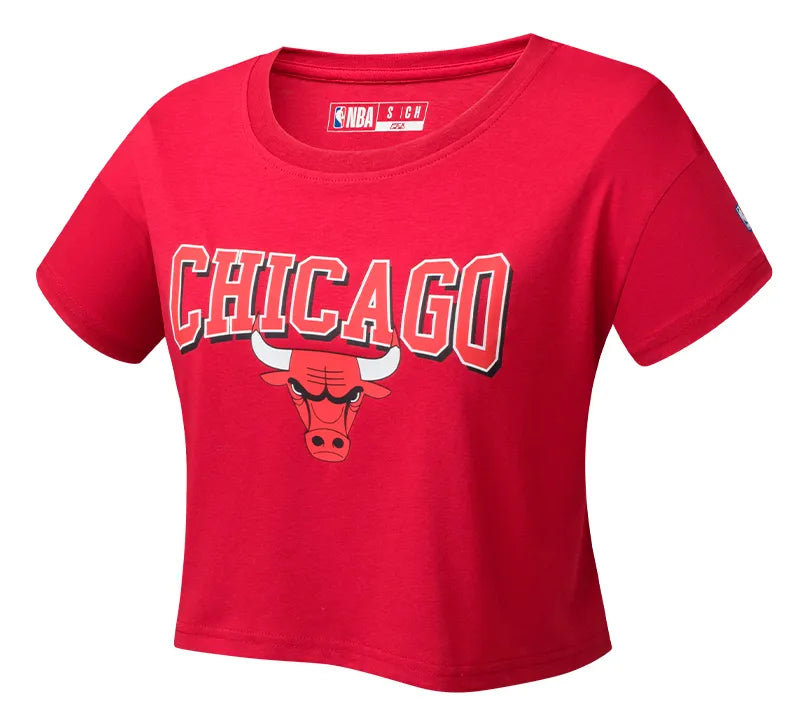 NBA Team Logo Print Boxy Fit Cropped Top - Chicago Bulls