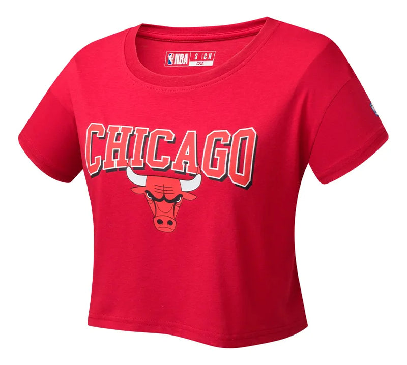 NBA Team Logo Print Boxy Fit Cropped Top - Chicago Bulls