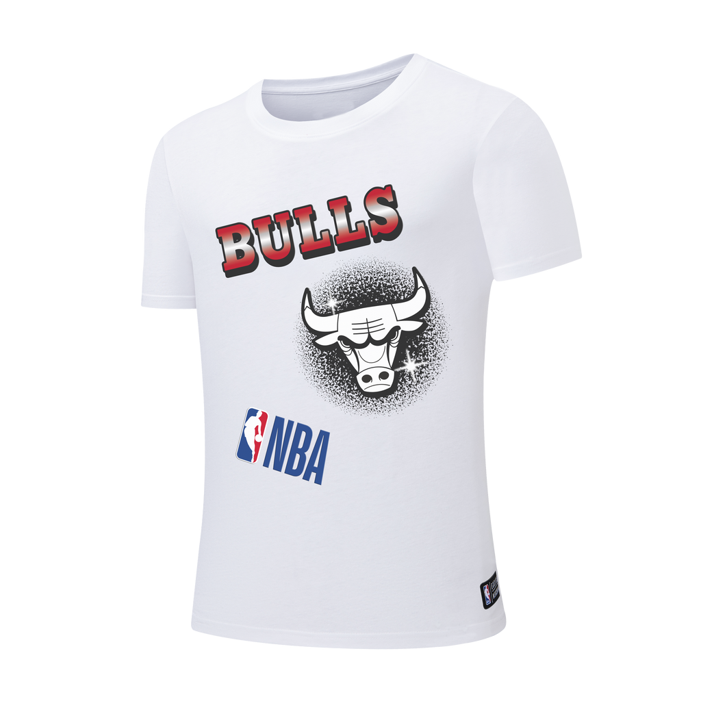 NBA Front Mixed Logos Print Regular Fit T-Shirt - Chicago Bulls
