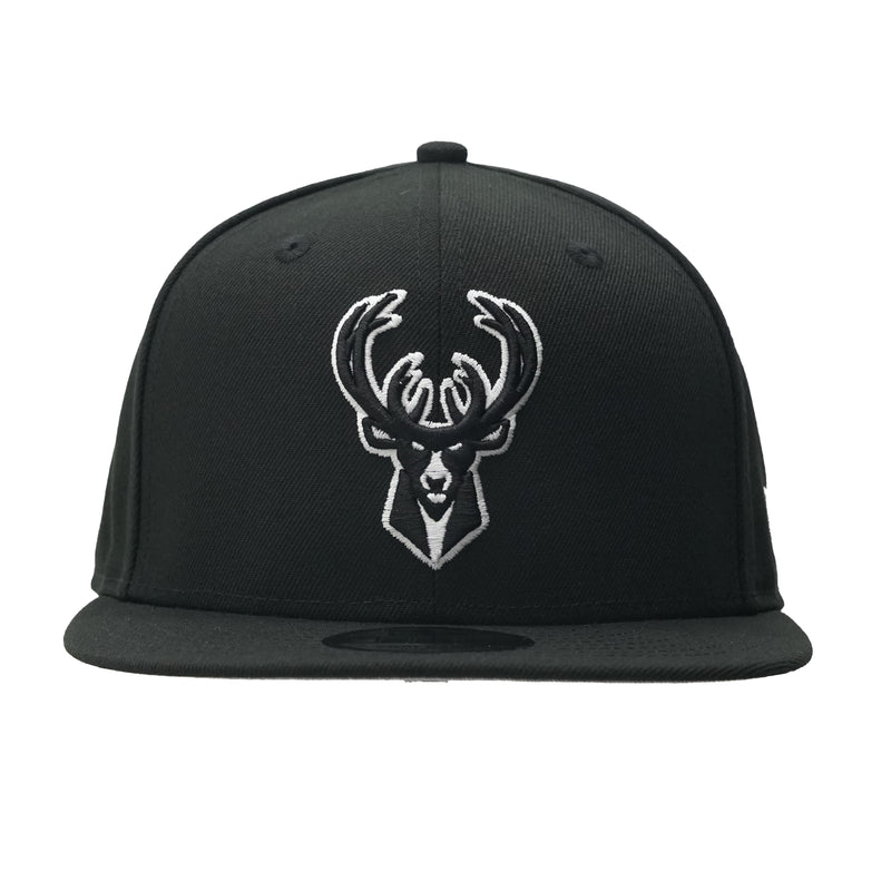 New Era NBA Black White 9FIFTY Snapback Cap - Milwaukee Bucks