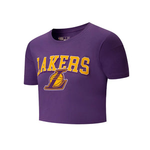 NBA Team Logo Print Boxy Fit Cropped Top - Los Angeles Lakers PURPLE