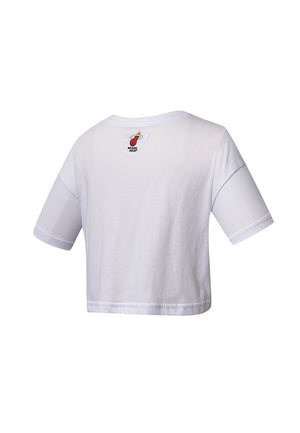 NBA Team Logo Print Boxy Fit Cropped Top - Miami Heat