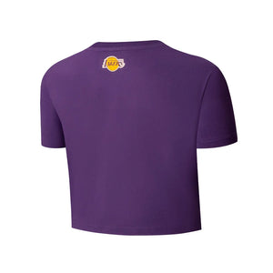NBA Team Logo Print Boxy Fit Cropped Top - Los Angeles Lakers PURPLE