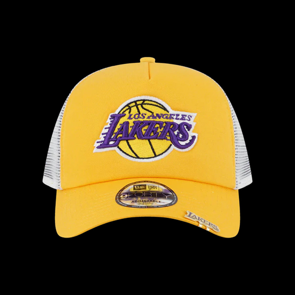 NBA LOS ANGELES LAKERS VISOR CLIP SCARLET AND WHITE 9FORTY AF TRUCKER CAP