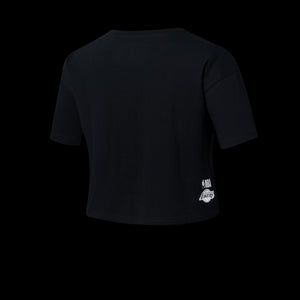 NBA Wordmark Embroidery Boxy Fit Cropped Top - BLACK LAKERS