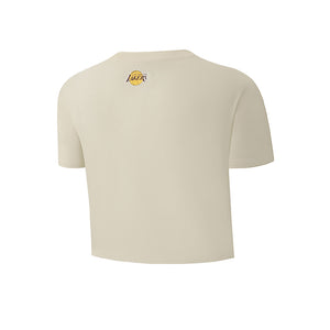 NBA Team Logo Print Boxy Fit Cropped Top - Los Angeles Lakers WHITE