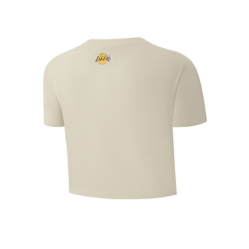 NBA Team Logo Print Boxy Fit Cropped Top - Los Angeles Lakers WHITE