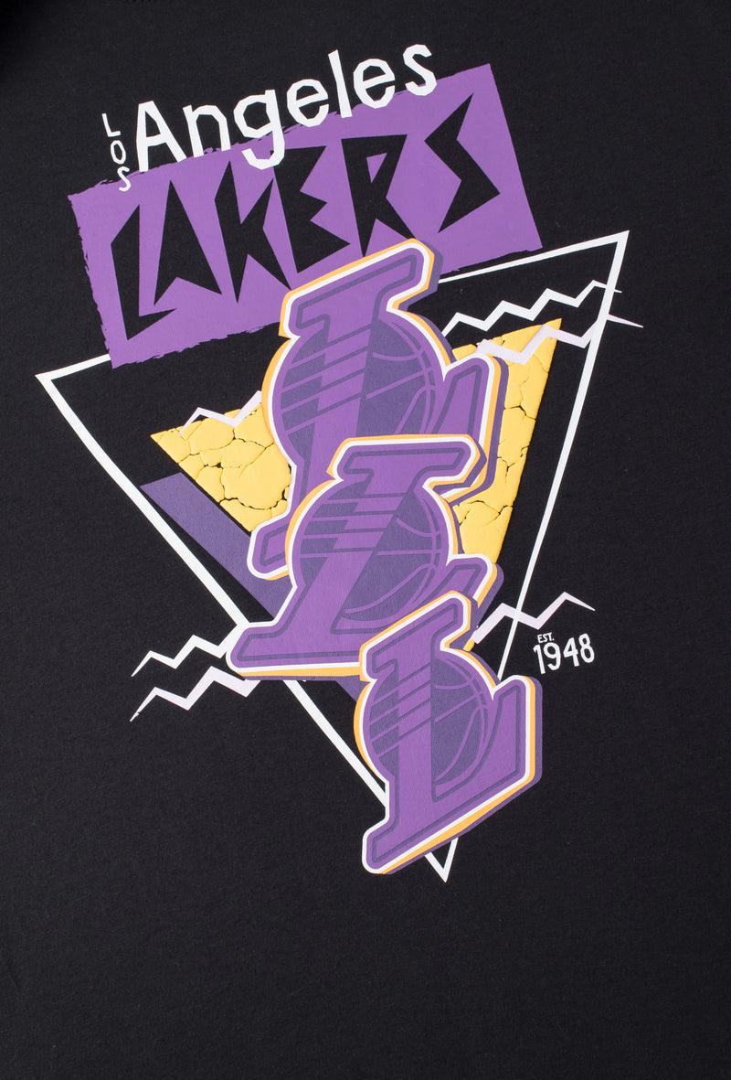 NBA Los Angeles Lakers Back Cracked And Puff Print Regular Fit T-Shrt