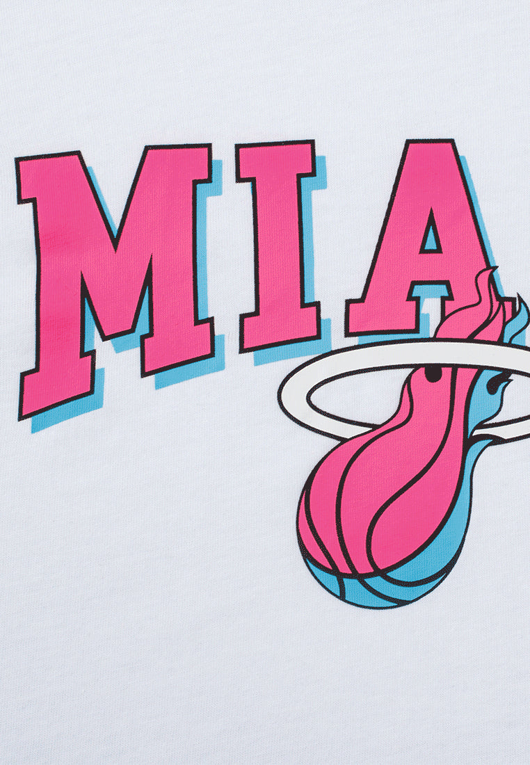 NBA Team Logo Print Boxy Fit Cropped Top - Miami Heat