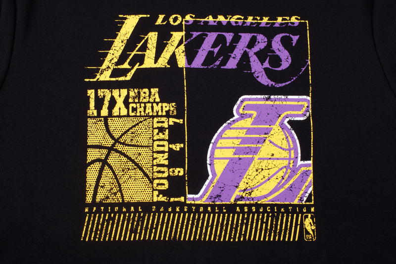 NBA Distressed Front Print Regular Fit Hoodie - Los Angeles Lakers