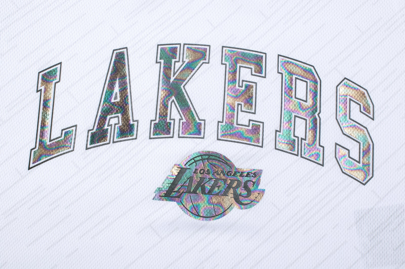 NBA Front Holographic Print Regular Fit Crop Jersey - Los Angeles Lakers