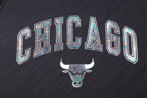 NBA Front Holographic Print Regular Fit Crop Jersey - Chicago Bulls