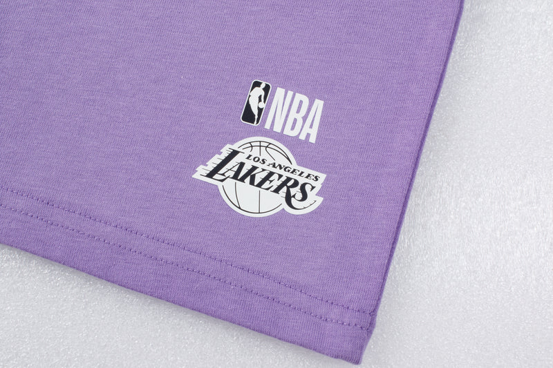 NBA Wordmark Embroidery Boxy Fit Cropped Top - PURPLE, LAKERS