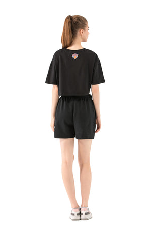 NBA Team Logo Print Boxy Fit Cropped Top - New York Knicks