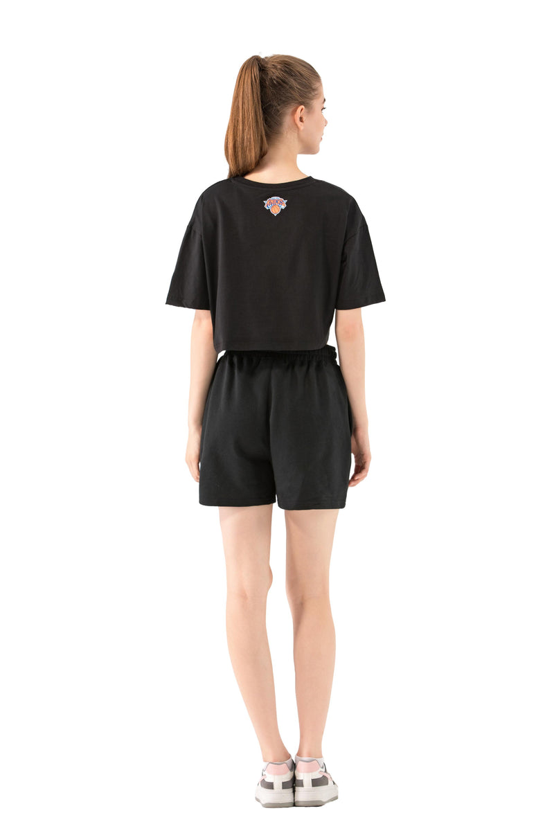 NBA Team Logo Print Boxy Fit Cropped Top - New York Knicks