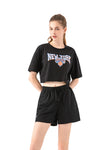 NBA Team Logo Print Boxy Fit Cropped Top - New York Knicks