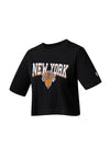 NBA Team Logo Print Boxy Fit Cropped Top - New York Knicks