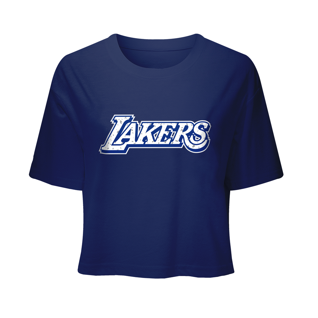 NBA Front Textured Print - Boxy Fit Crop Tee - Los Angeles Lakers