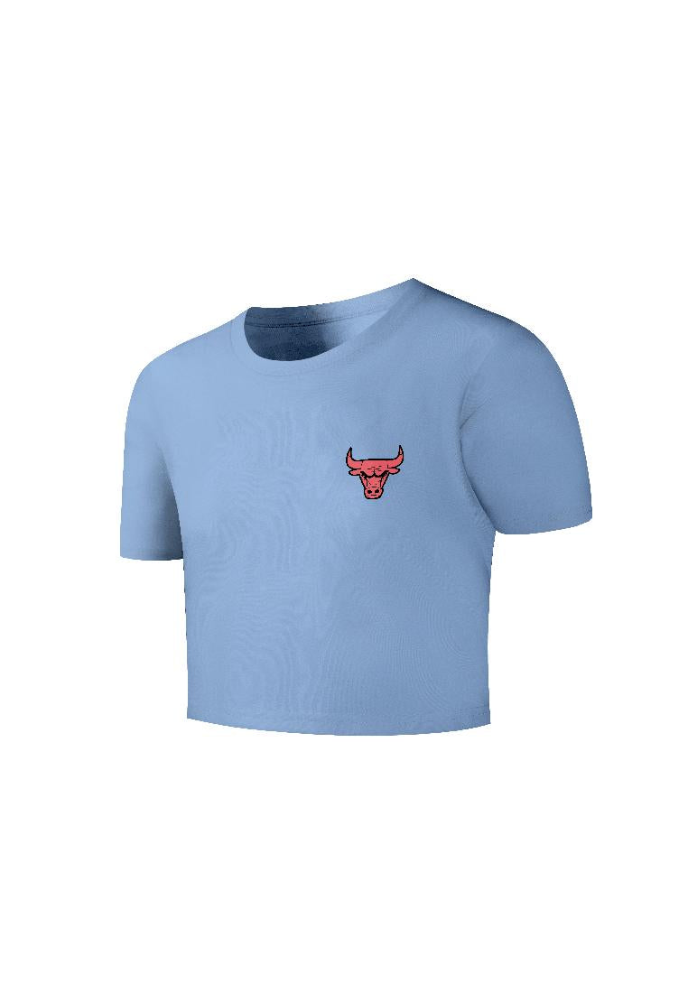NBA Front Textured Print - Slim Fit Crop Tee - Chicago Bulls