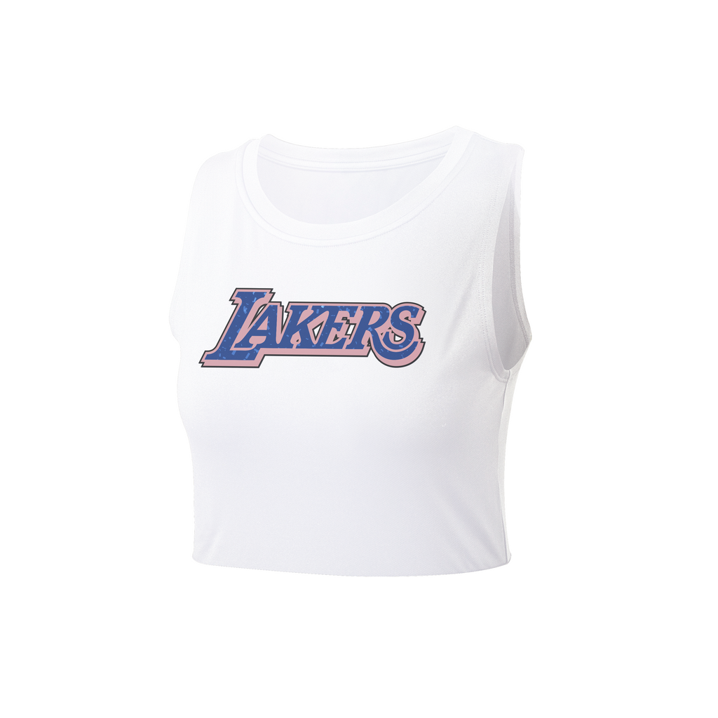 NBA Front Textured Print - Regular Fit Crop Tee - Los Angeles Lakers